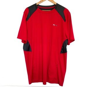 Reebok Shirt Men's 2XL Red Grey Play Dry Athletic Short Sleeve Pocket Top